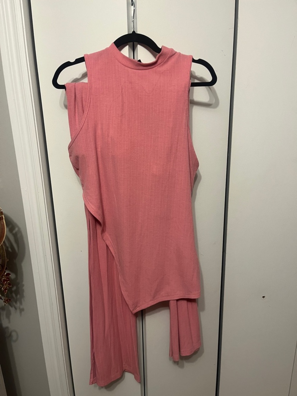 Sleeveless Pink Asymmetric Midi Dress